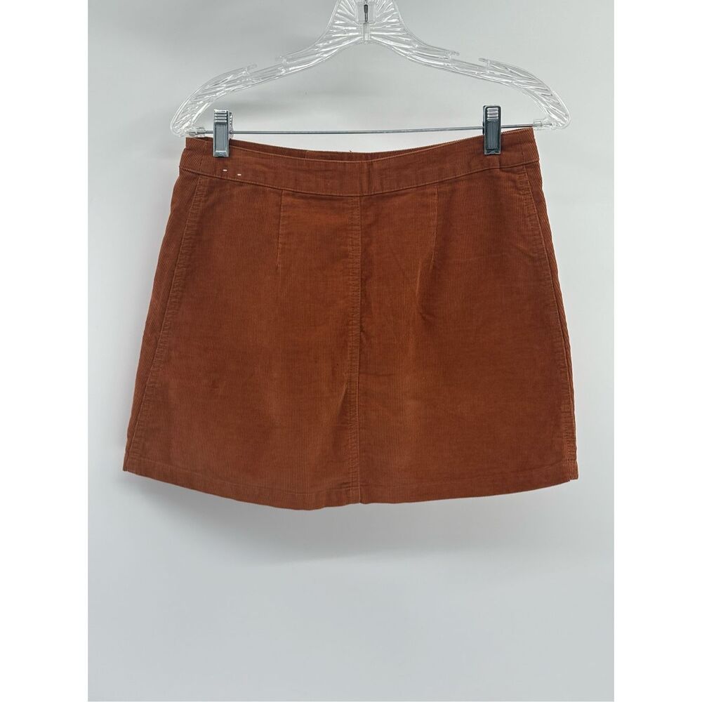 Abercrombie & Fitch Mini Skirt Corduroy Women Size 2 XS Brown Zip Pockets - Picture 2 of 9